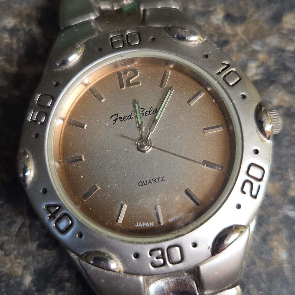 Fred Belay Analog Quartz Watch with Silver-Tone Divers Style Bezel